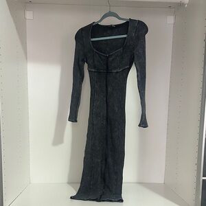 Fashion Nova Charcoal Long Sleeve Dress